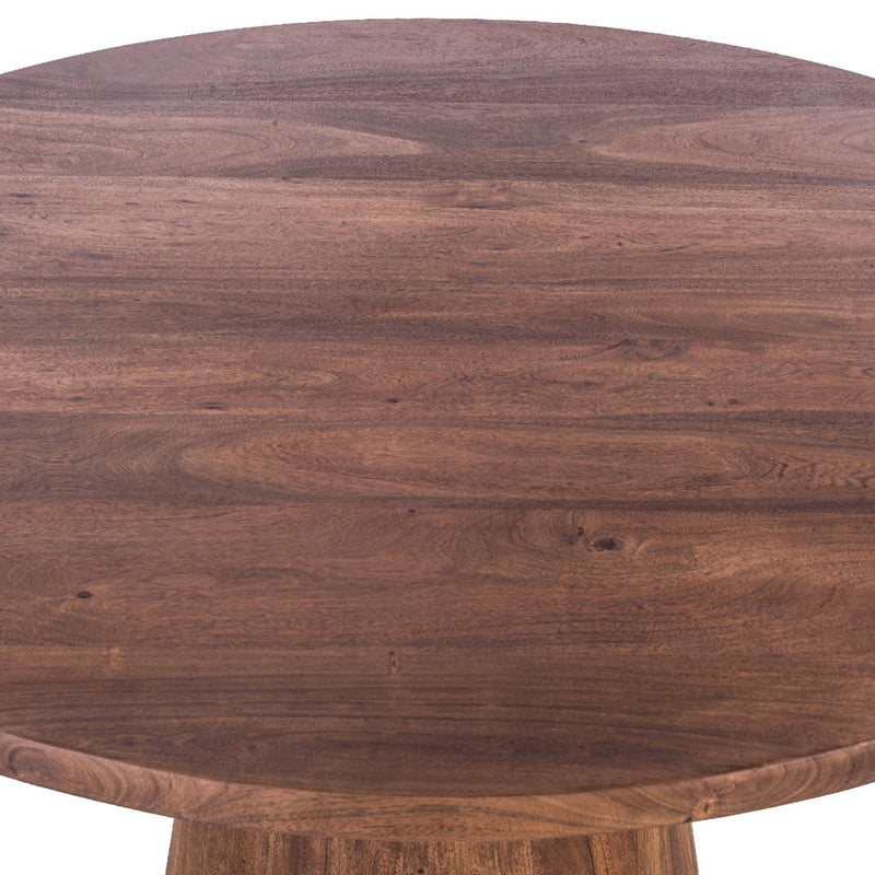 Round Wooden Dining Table close up view of top