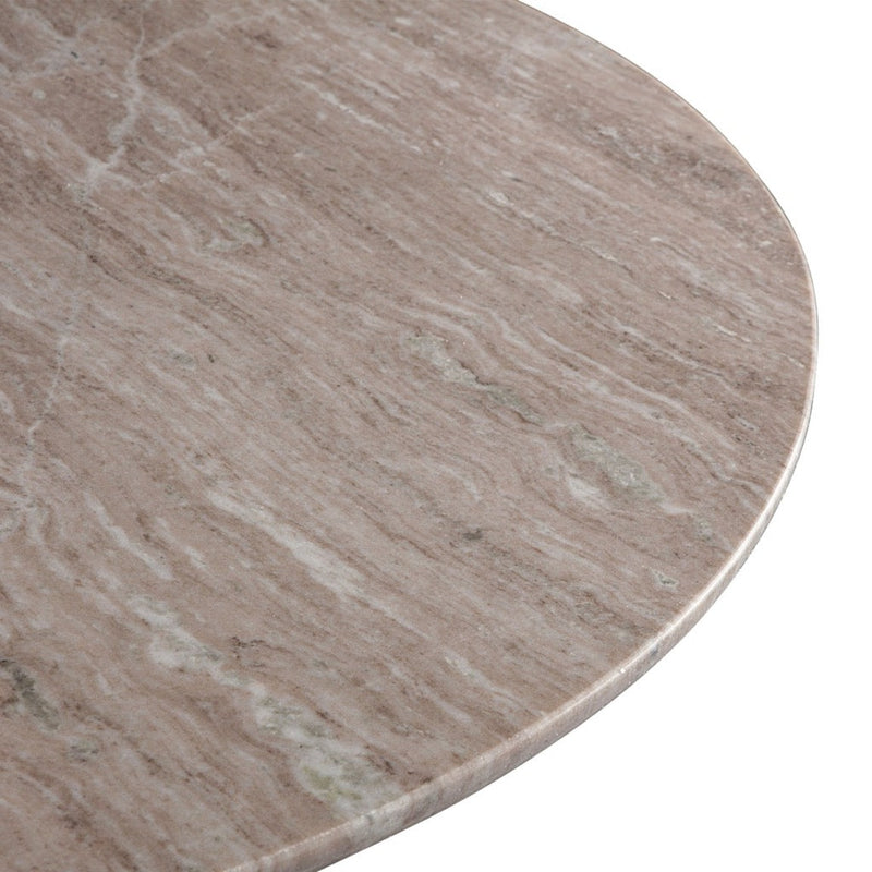 Brown Lajaria Marble Round Dining Table close up view top edge